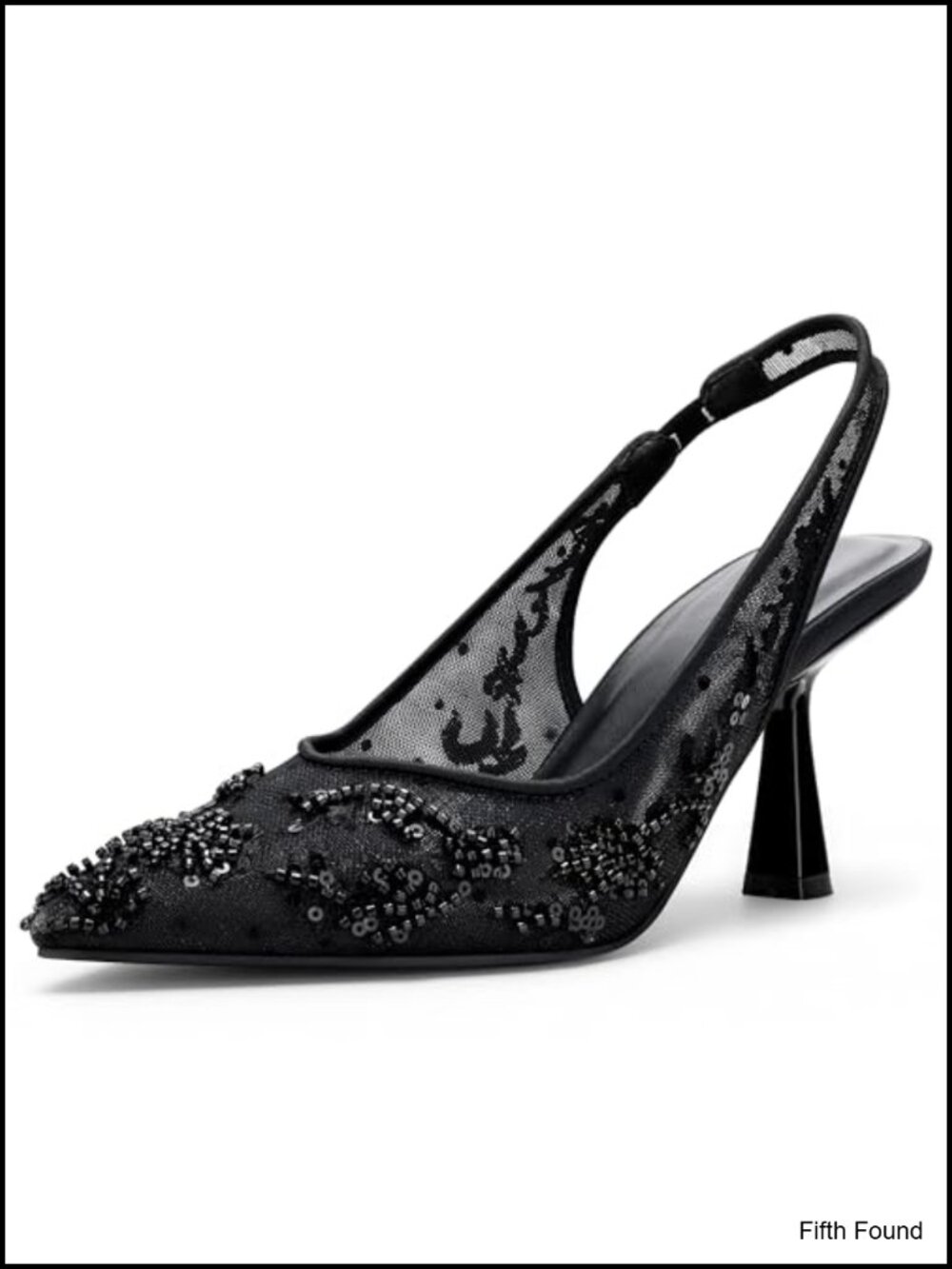 Kitten Heel Slingback Pumps Rhinestone Embroidered Formal Heels